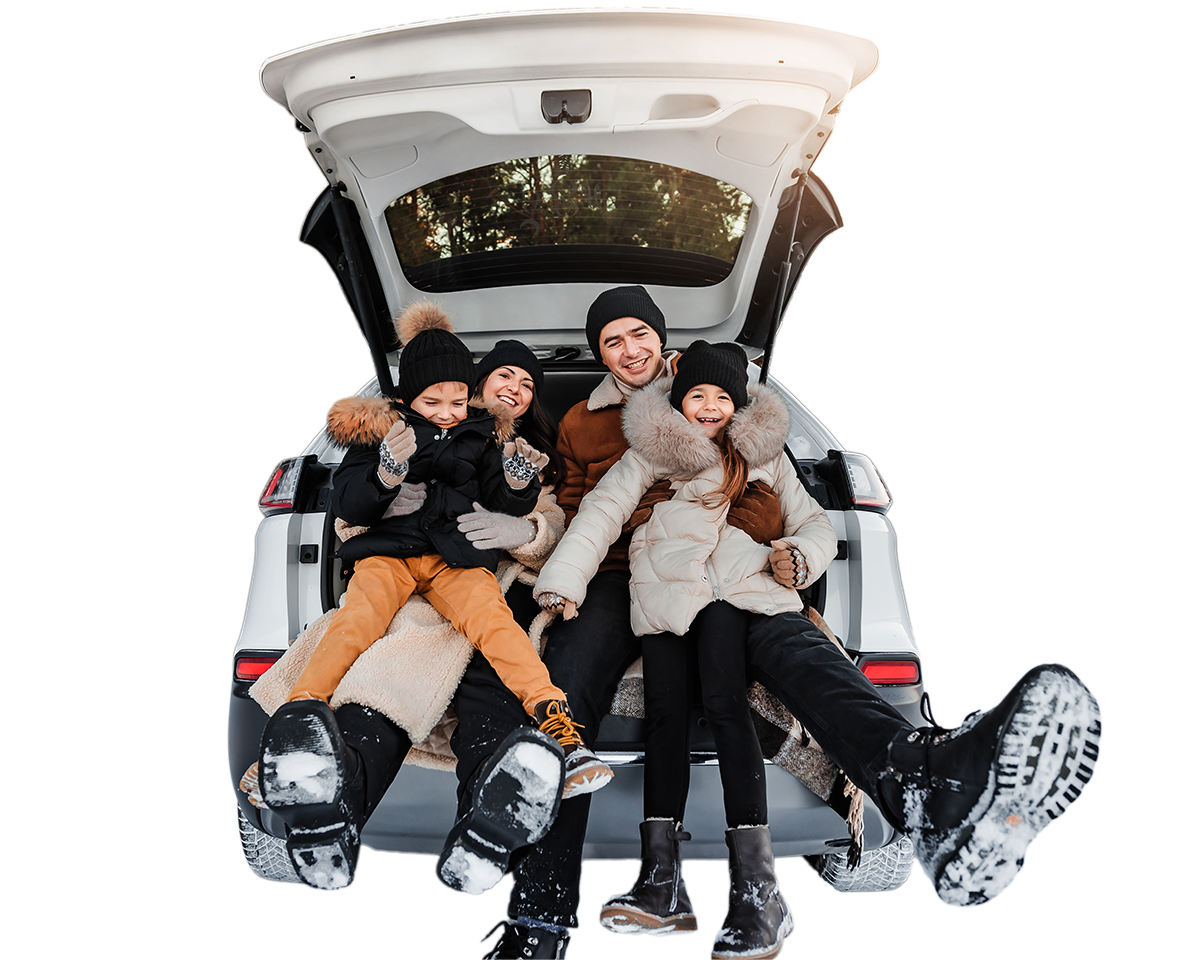 Winter Auto Family Outside